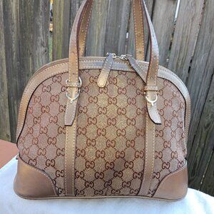 VINTAGE GUCCI SIGNATURE GG METALLIC BRONZE/BROWN HANDBAG PLEASE READ